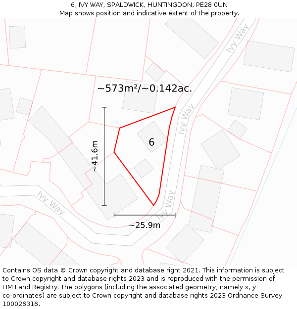 6, IVY WAY, SPALDWICK, HUNTINGDON, PE28 0UN: Plot and title map