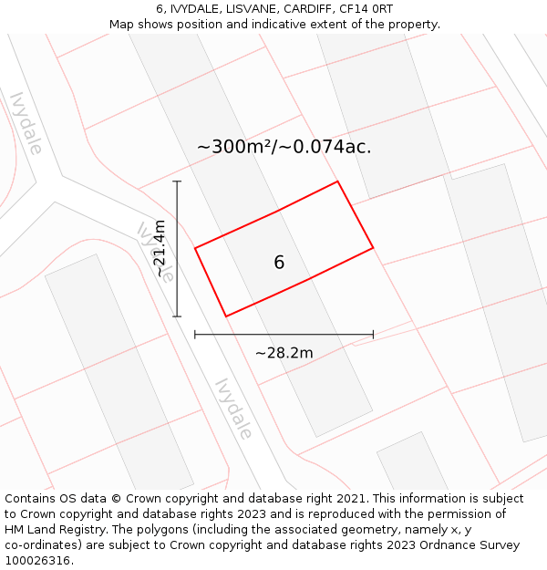 6, IVYDALE, LISVANE, CARDIFF, CF14 0RT: Plot and title map