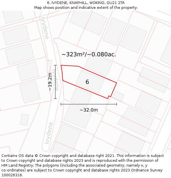 6, IVYDENE, KNAPHILL, WOKING, GU21 2TA: Plot and title map