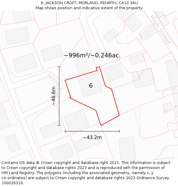 6, JACKSON CROFT, MORLAND, PENRITH, CA10 3AU: Plot and title map