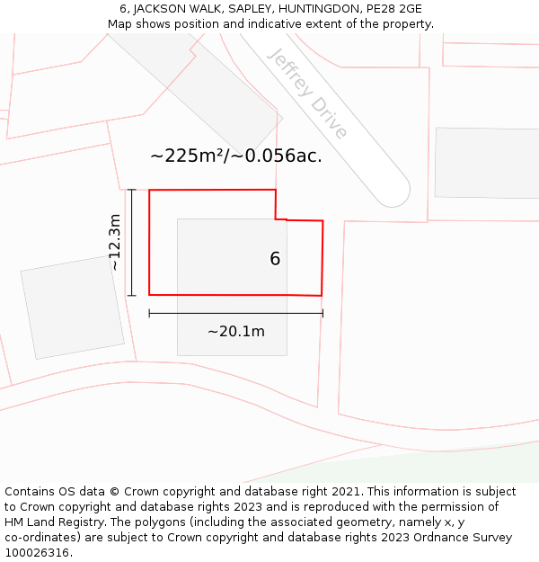 6, JACKSON WALK, SAPLEY, HUNTINGDON, PE28 2GE: Plot and title map