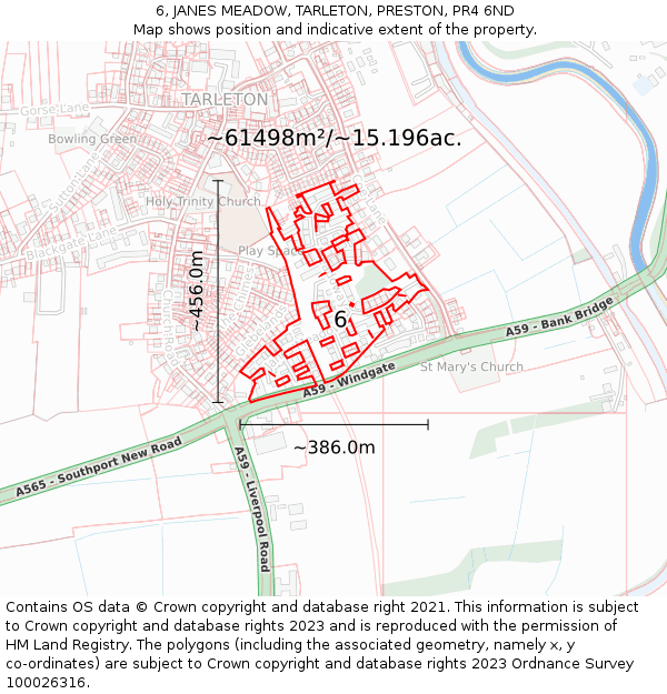 6, JANES MEADOW, TARLETON, PRESTON, PR4 6ND: Plot and title map