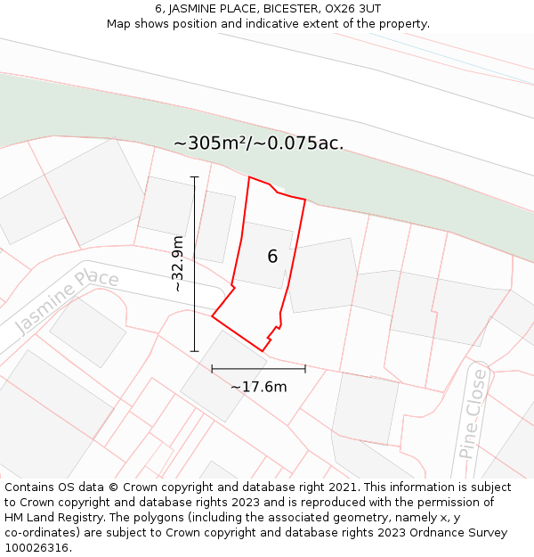 6, JASMINE PLACE, BICESTER, OX26 3UT: Plot and title map