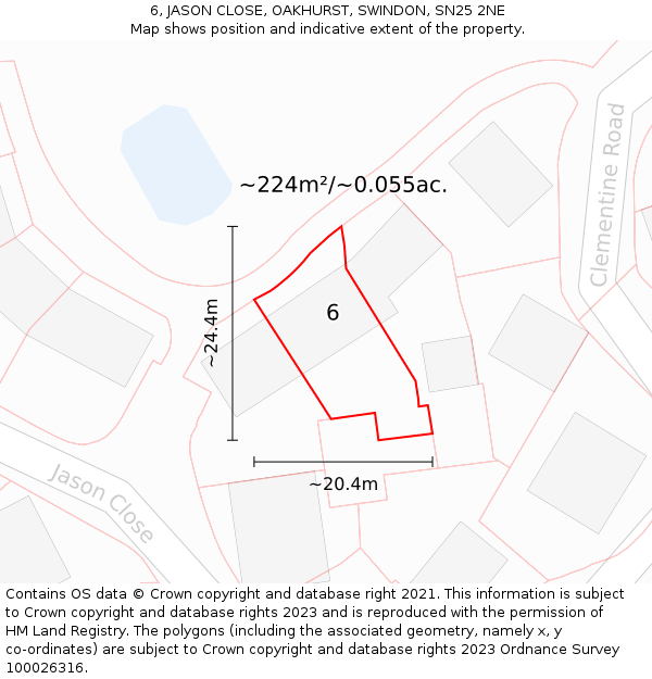 6, JASON CLOSE, OAKHURST, SWINDON, SN25 2NE: Plot and title map