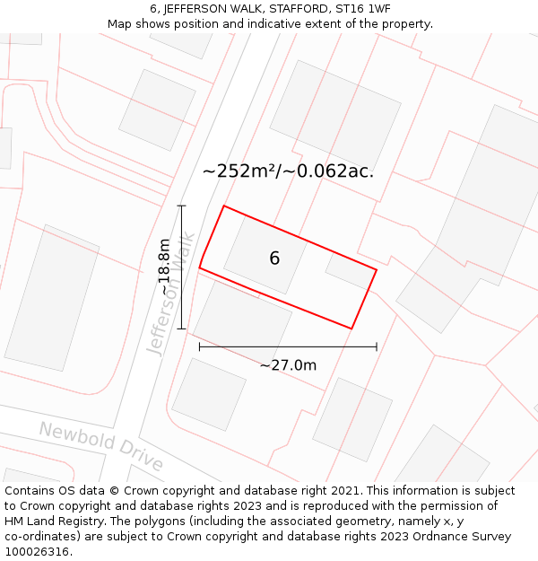 6, JEFFERSON WALK, STAFFORD, ST16 1WF: Plot and title map