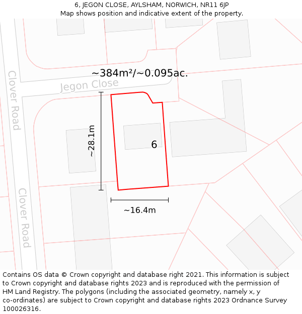 6, JEGON CLOSE, AYLSHAM, NORWICH, NR11 6JP: Plot and title map