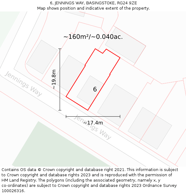 6, JENNINGS WAY, BASINGSTOKE, RG24 9ZE: Plot and title map