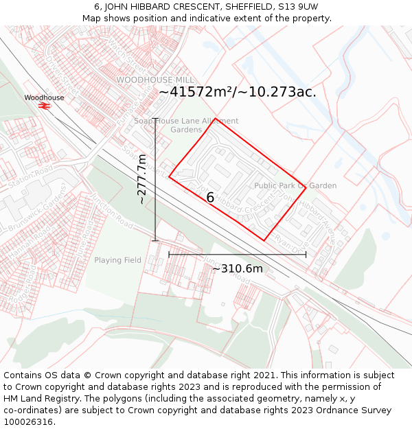6, JOHN HIBBARD CRESCENT, SHEFFIELD, S13 9UW: Plot and title map