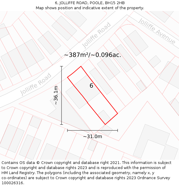 6, JOLLIFFE ROAD, POOLE, BH15 2HB: Plot and title map