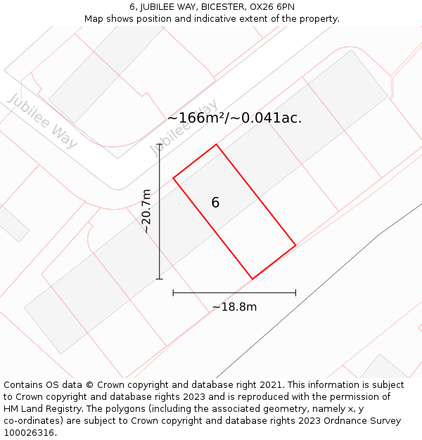 6, JUBILEE WAY, BICESTER, OX26 6PN: Plot and title map
