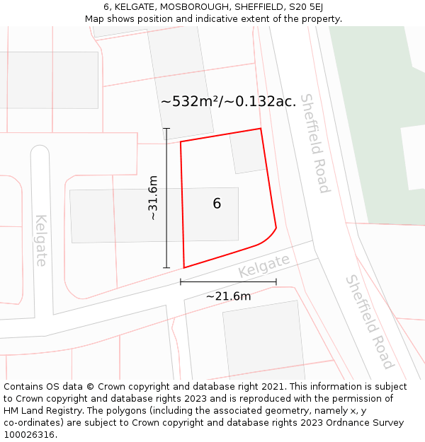 6, KELGATE, MOSBOROUGH, SHEFFIELD, S20 5EJ: Plot and title map