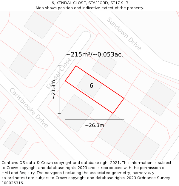 6, KENDAL CLOSE, STAFFORD, ST17 9LB: Plot and title map