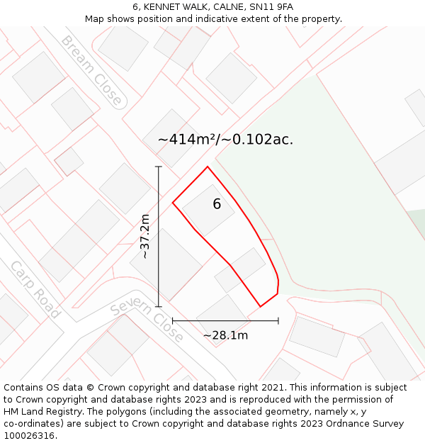 6, KENNET WALK, CALNE, SN11 9FA: Plot and title map
