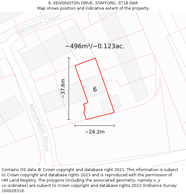 6, KENSINGTON DRIVE, STAFFORD, ST18 0WA: Plot and title map