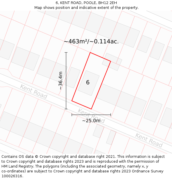 6, KENT ROAD, POOLE, BH12 2EH: Plot and title map