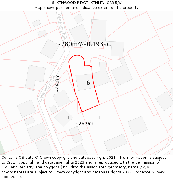 6, KENWOOD RIDGE, KENLEY, CR8 5JW: Plot and title map
