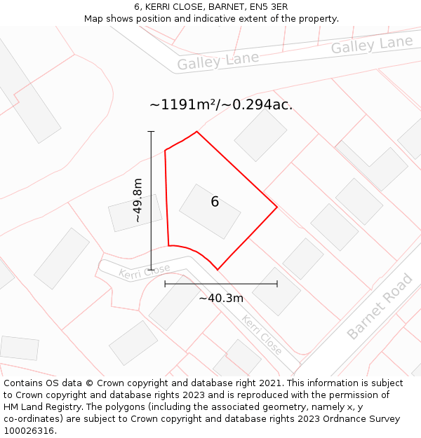6, KERRI CLOSE, BARNET, EN5 3ER: Plot and title map