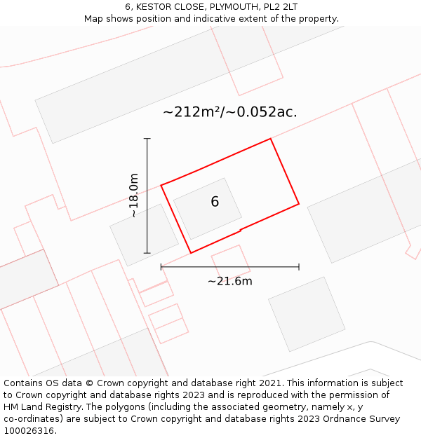 6, KESTOR CLOSE, PLYMOUTH, PL2 2LT: Plot and title map