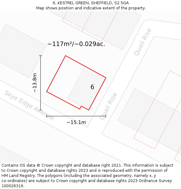 6, KESTREL GREEN, SHEFFIELD, S2 5GA: Plot and title map
