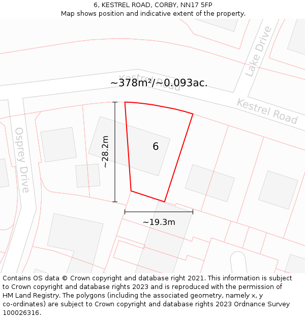 6, KESTREL ROAD, CORBY, NN17 5FP: Plot and title map
