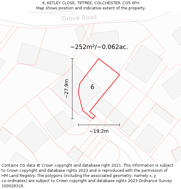 6, KETLEY CLOSE, TIPTREE, COLCHESTER, CO5 0FH: Plot and title map