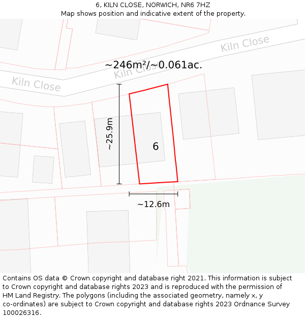 6, KILN CLOSE, NORWICH, NR6 7HZ: Plot and title map