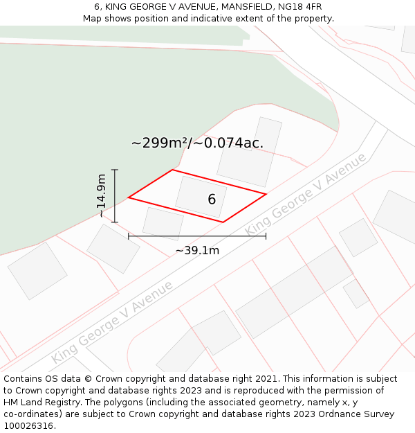 6, KING GEORGE V AVENUE, MANSFIELD, NG18 4FR: Plot and title map