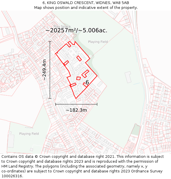 6, KING OSWALD CRESCENT, WIDNES, WA8 5AB: Plot and title map