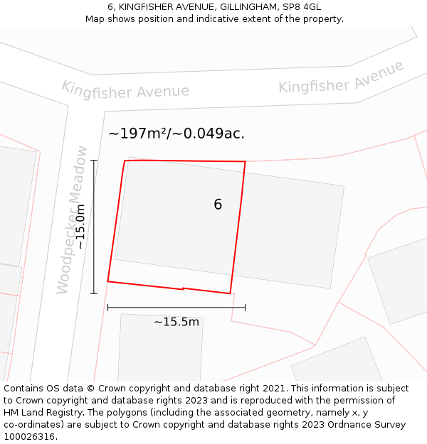 6, KINGFISHER AVENUE, GILLINGHAM, SP8 4GL: Plot and title map