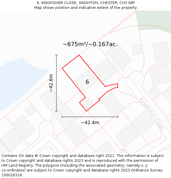 6, KINGFISHER CLOSE, SAIGHTON, CHESTER, CH3 6BF: Plot and title map
