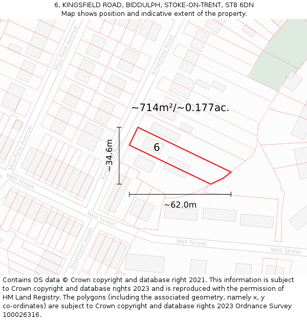 6, KINGSFIELD ROAD, BIDDULPH, STOKE-ON-TRENT, ST8 6DN: Plot and title map