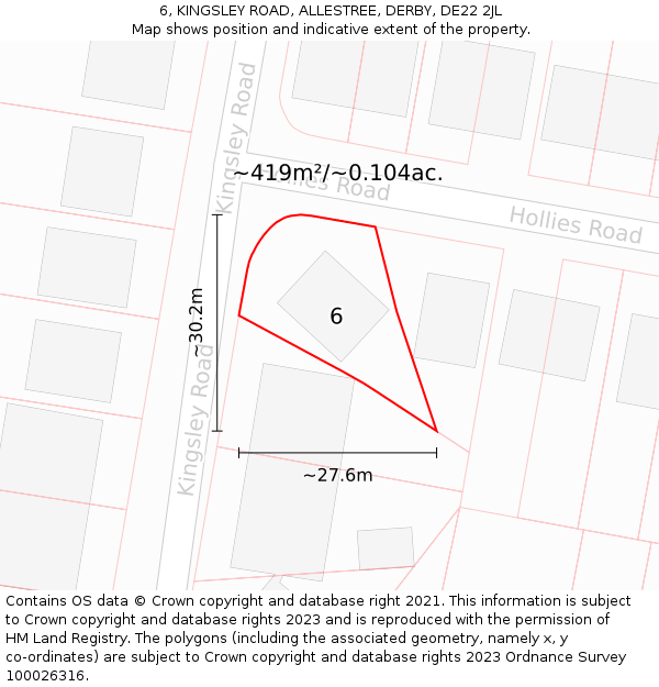 6, KINGSLEY ROAD, ALLESTREE, DERBY, DE22 2JL: Plot and title map