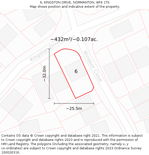 6, KINGSTON DRIVE, NORMANTON, WF6 1TS: Plot and title map