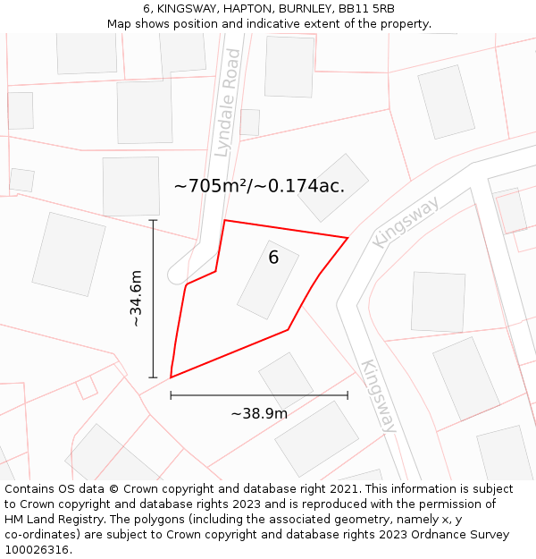 6, KINGSWAY, HAPTON, BURNLEY, BB11 5RB: Plot and title map