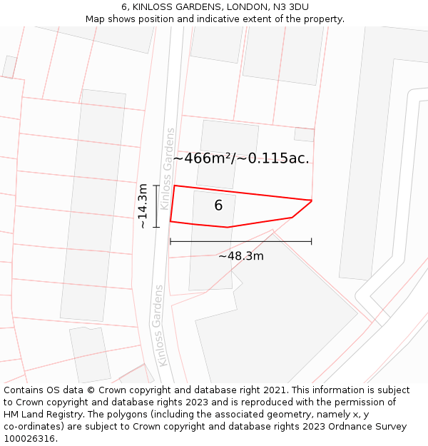 6, KINLOSS GARDENS, LONDON, N3 3DU: Plot and title map