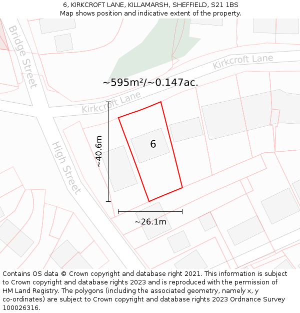 6, KIRKCROFT LANE, KILLAMARSH, SHEFFIELD, S21 1BS: Plot and title map