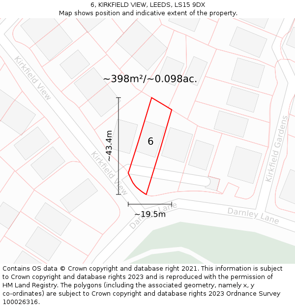 6, KIRKFIELD VIEW, LEEDS, LS15 9DX: Plot and title map