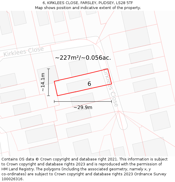 6, KIRKLEES CLOSE, FARSLEY, PUDSEY, LS28 5TF: Plot and title map
