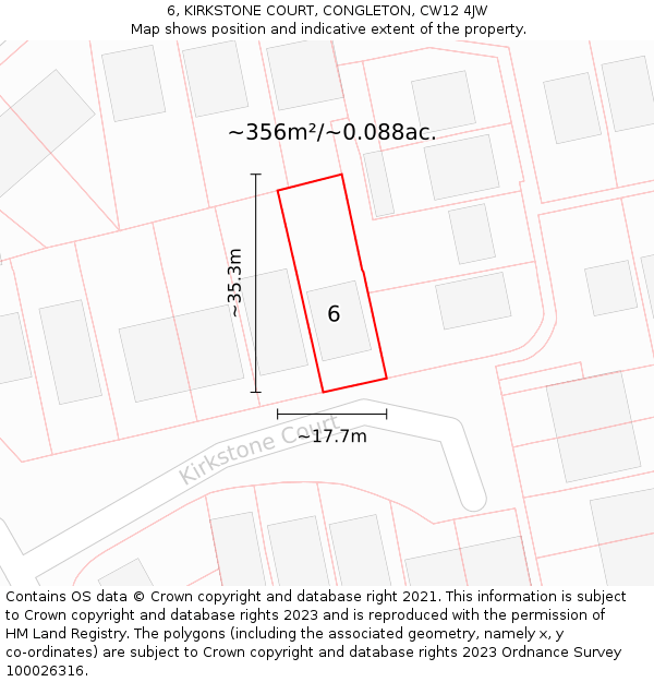 6, KIRKSTONE COURT, CONGLETON, CW12 4JW: Plot and title map