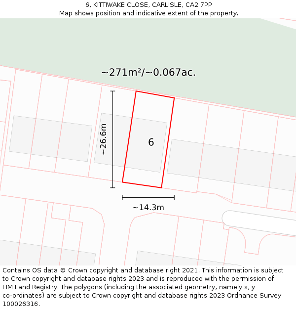 6, KITTIWAKE CLOSE, CARLISLE, CA2 7PP: Plot and title map