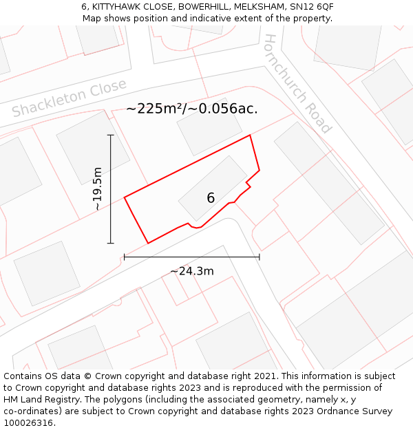 6, KITTYHAWK CLOSE, BOWERHILL, MELKSHAM, SN12 6QF: Plot and title map