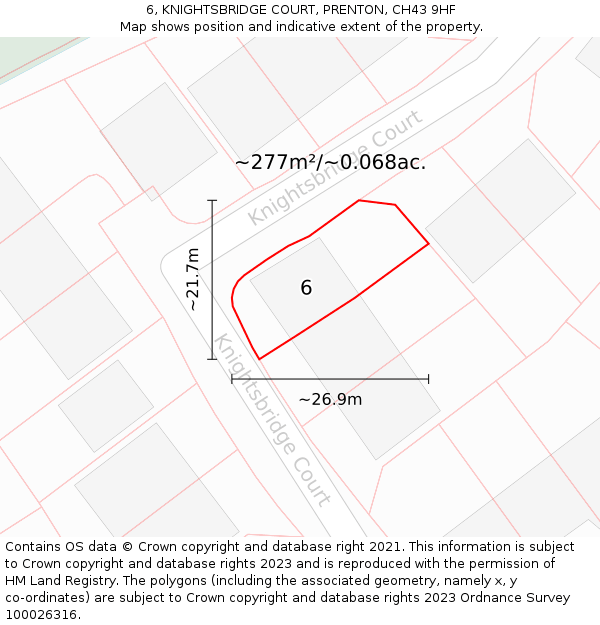 6, KNIGHTSBRIDGE COURT, PRENTON, CH43 9HF: Plot and title map