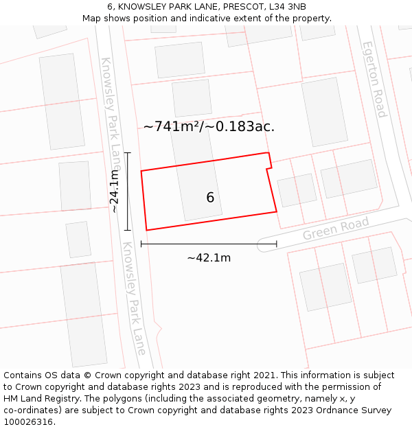 6, KNOWSLEY PARK LANE, PRESCOT, L34 3NB: Plot and title map