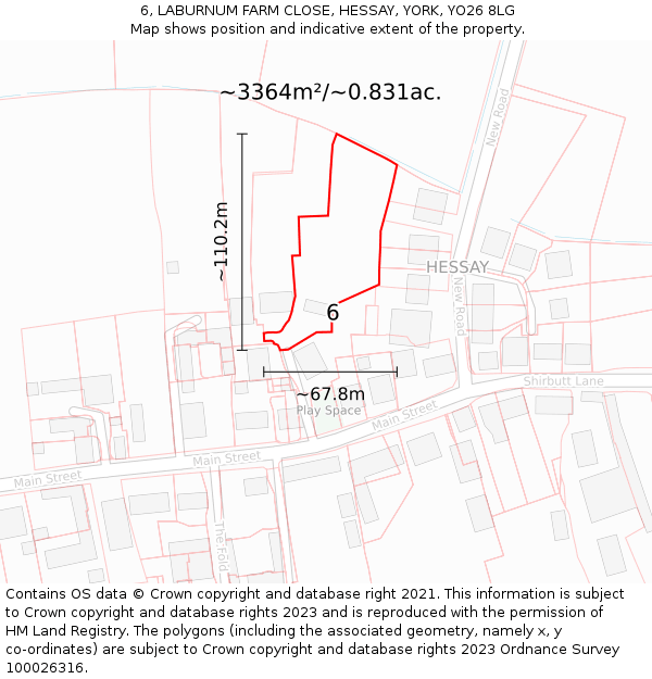 6, LABURNUM FARM CLOSE, HESSAY, YORK, YO26 8LG: Plot and title map