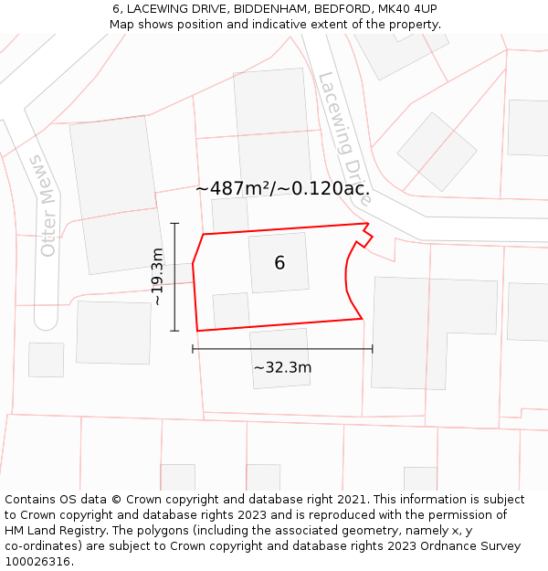 6, LACEWING DRIVE, BIDDENHAM, BEDFORD, MK40 4UP: Plot and title map