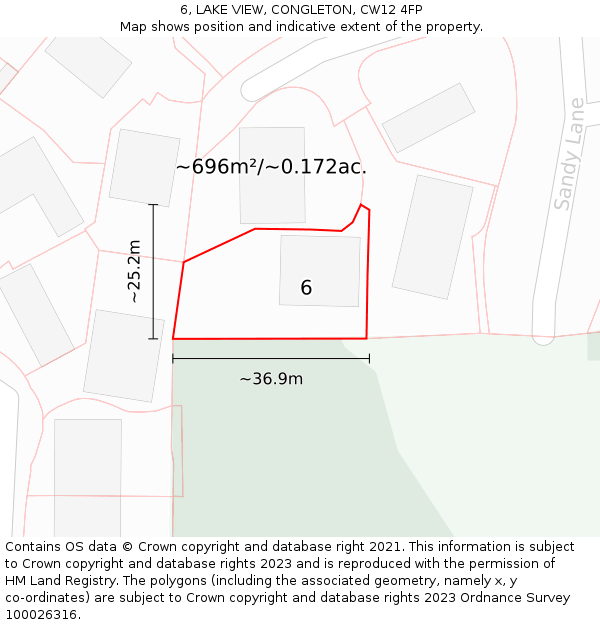 6, LAKE VIEW, CONGLETON, CW12 4FP: Plot and title map