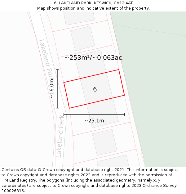 6, LAKELAND PARK, KESWICK, CA12 4AT: Plot and title map