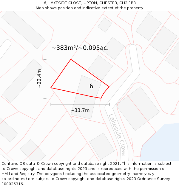 6, LAKESIDE CLOSE, UPTON, CHESTER, CH2 1RR: Plot and title map