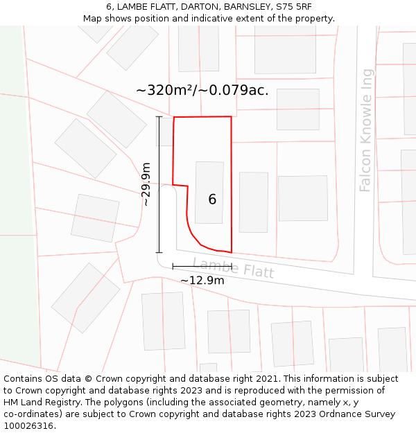 6, LAMBE FLATT, DARTON, BARNSLEY, S75 5RF: Plot and title map