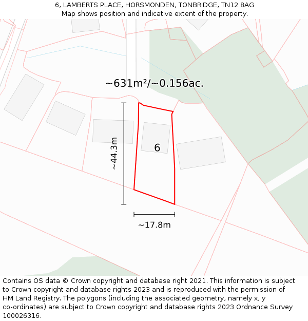 6, LAMBERTS PLACE, HORSMONDEN, TONBRIDGE, TN12 8AG: Plot and title map
